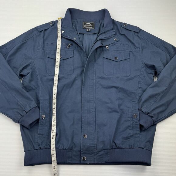 Men’s 2XL Blue Outdoor Cotton Bomber Jacket Utility Pockets Casual Workwear - Picture 8 of 9